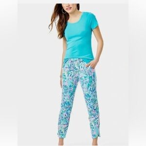 Lilly Pulitzer Tropical Print Boho Lounge Pant Resort Cruise Woman Sz Medium